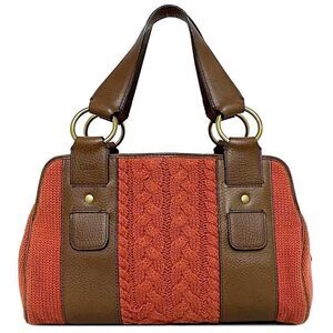 Chloe Handbag orange brown gold cable knit leather bag feel